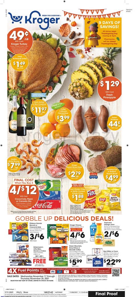 Take a look at Rabato for the current Kroger weekly ad valid from 01/27 - 02/02/2021. We have selected the TOP-10 of the best deals this week especially for you. Browse the flyer and plan your shopping: Boneless Beef Chuck Roast - Buy 1 and Get 1 Free; Fresh 80% Lean Ground Beef - $1.99 (with card); Heritage Farm Boneless Chicken Breasts - $4. ....