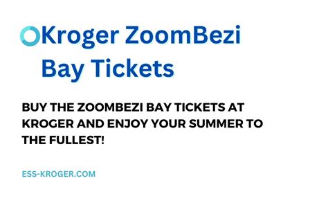 Kroger zoombezi bay tickets 2023. Pepsi is committed to enhancing the Zoo's reach into the community by providing extensive marketing support and collaborating on various cross-promotions for the Zoo's family of properties, including the Wilds, Zoombezi Bay, and Safari Golf Club. 