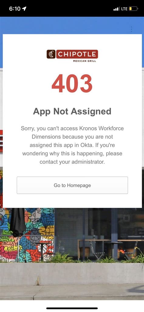 Kronos chipotle. I was hired about 3 weeks ago and still can't access Kronos through the ukg app. It says that the app hasn't been assigned to it despite telling my shift manager at least twice. How do I even use it anyways, really the only thing that I can do on it is check the times thani clocked in and out, not even my schedule. 