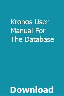 Kronos user manual for the database. - Pour en finir avec la société de l'information.
