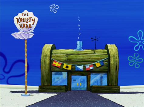 Krusty Krab! Ayo habiskan uangmu di sini!Mr. Krabs, Pearl & Squidward Krusty Krab adalah restoran makanan cepat saji fiksi di kota Bikini Bottom, yang didirikan dan dimiliki oleh Tuan Krabs. Restoran ini adalah restoran yang paling populer di Bikini Bottom. Tuan Krabs mencintai uang, dan oleh sebab itu, ia membayar karyawannya sangat murah, dan menjual makanan untuk harga yang sangat tinggi .... 