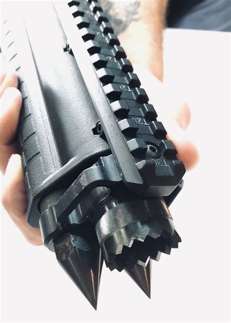  Bayonet Spikes are CNC machined from 4140 Pre-Hardened Steel and were designed to be used with the Extensions in addition to a KSG Muzzle Brake. KSG Shotgun Accessories like the Custom Extensions add the necessary length needed to clear the length of the KSG Muzzle Brake. . 