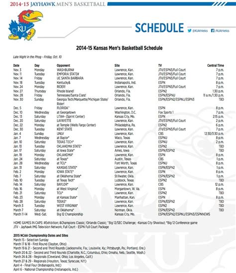 ESPN has the full 2021-22 Kansas Jayhawks Postseason NCAAM schedule. Includes game times, TV listings and ticket information for all Jayhawks games. ... Duke men's basketball coach Jon Scheyer has ....