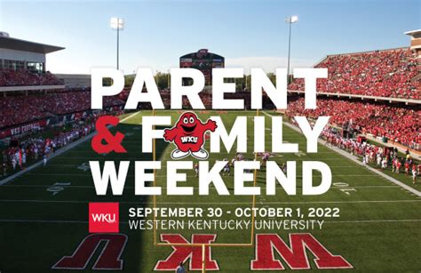 Sep 12, 2023 · WKU Parent & Family Weekend. September 8-10, 2023. Western Kentucky University's Parent & Family Weekend is an exciting event for Hilltopper families! Join us for a weekend full of events for the whole family. We will also recognize the student-nominated "WKU Family of the Year!" . 