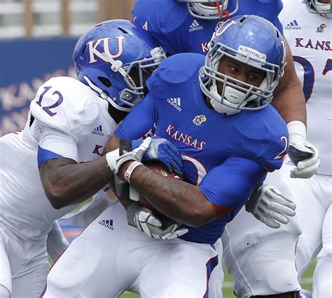 Kansas wide receiver Doug Emilion runs the ball during the Kansas Football Spring preview on Friday, April, 2023. ... UPCOMING GAMES . 14 Oct . 02:30 pm - FS1. KU @ Oklahoma State.. 