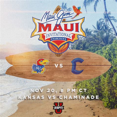 Kansas is 18-6 all-time in the Maui Invitational and has reached the championship game four times, winning three title games. In 2019, KU defeated Dayton 90-84 (overtime) in the title contest.. 