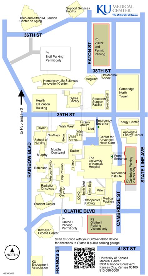 Map of the University of Kansas Medical Center campus, 3901 Rainbow Boulevard, Kansas City, Kansas is available.