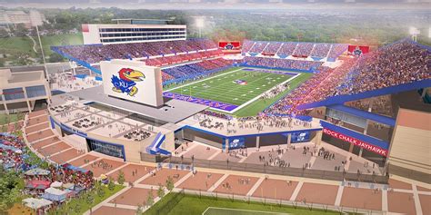 An aerial shot from the east of David Booth Kansas Memorial Stadium in 2017. ... KU has consistently kept stadium renovations in its official five-year capital improvement plan, which is approved ....