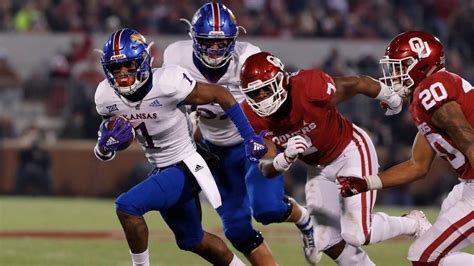 Ku ou game. 6:55. LAWRENCE — Kansas football's 2021 regular season continued Saturday with a Big 12 Conference matchup at home against No. 2 Oklahoma. The Jayhawks (1-6, 0-4 in Big 12) came in search of ... 