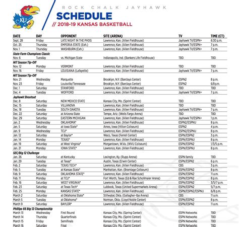 KU Jayhawks 2021-22 men’s basketball schedule. Wednesday, Nov. 3 – Emporia State (exhibition) Tuesday, Nov. 9 – vs. Michigan State (Champions Classic, …. 
