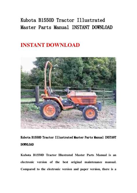 Kubota b1550d b1550 d tractor illustrated master parts list manual instant download. - Study guide for cosmetology nocti exam.