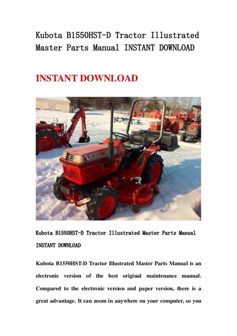 Kubota b1550hstd tractor illustrated parts list manual. - Cuentos para regalar a personas inteligentes.