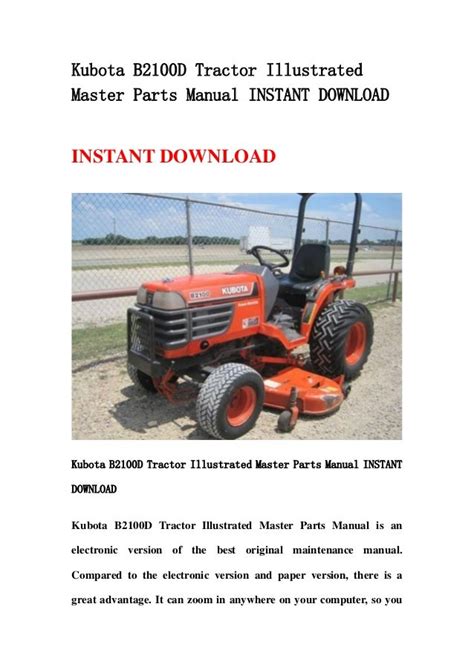 Kubota b2100d b2100 d tractor illustrated master parts list manual instant download. - American limoges identification and value guide.