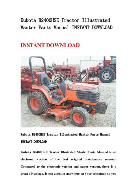 Kubota b2400 hse tractor parts manual illustrated list ipl. - Horton 7900 door operator installation manual.