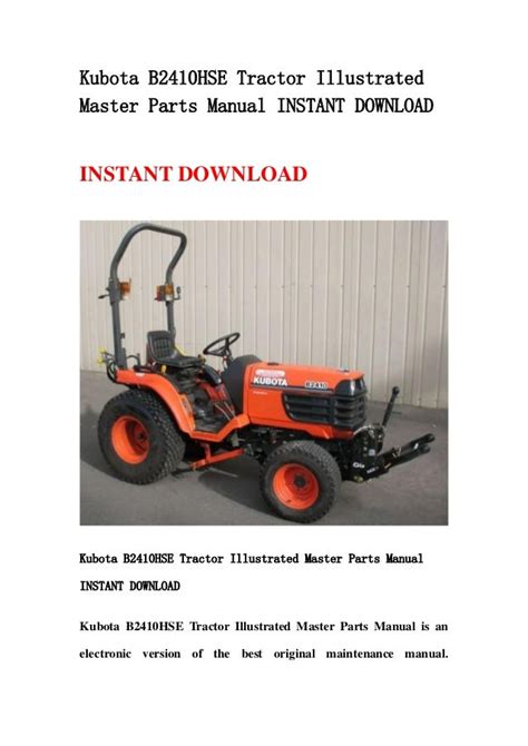 Kubota b2410 sdb tractor parts manual illustrated list ipl. - Java com en download manual jsp.