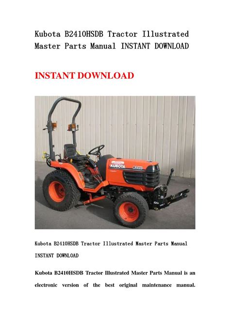 Kubota b2410hsdb tractor illustrated master parts list manual. - Manual for singer 774 stylist sewing machine.