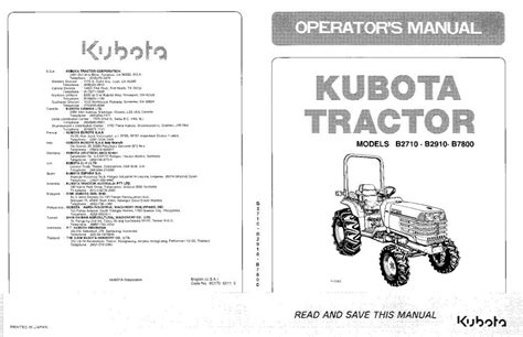 Kubota b2710 b2910 b7800 traktor bedienungsanleitung. - Guida alla costruzione del maestro yi.