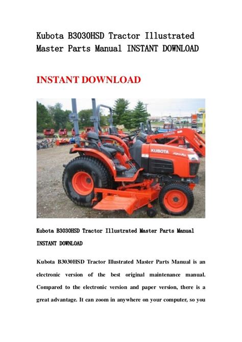 Kubota b3030hsd tractor illustrated master parts manual instant. - Motor emission control system application guide 1996.