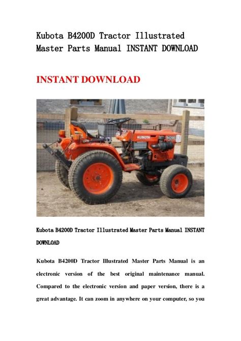 Kubota b4200d tractor illustrated master parts manual instan. - Yardman rasenmäher manuelle reparatur modell 407777.