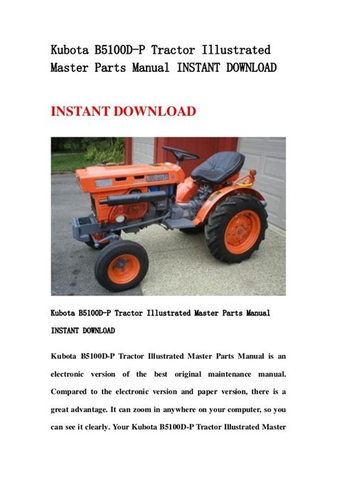 Kubota b5100d p tractor illustrated master parts manual instant download. - Cobra microtalk frs 110 2 manual.
