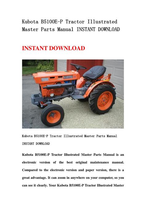 Kubota b5100e p tractor illustrated master parts list manual instant. - Mercury outboard repair manual 9 8 hp.