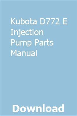 Kubota d772 e injection pump parts manual. - Free harley davidson dyna service handbuch.