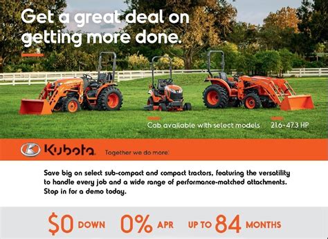 130 Mt Zion Rd Florence, KY 41042 (859) 371-7567. 223 Main St Augusta, KY 41002 (606) 756-2177. Kubota is the number one selling compact tractor in the USA Careers Search Search Button. ... Only available through Kubota Dealers. Features & Benefits. Skid steer mounting plate: Fits most/all skid steer front loader hitches.. 