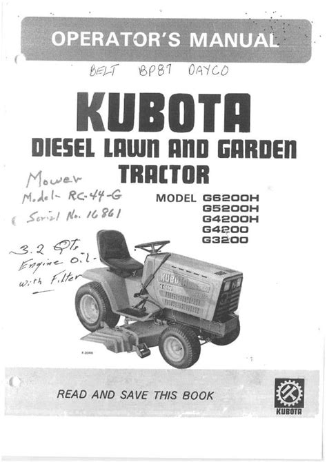 Kubota g3200 g4200 g4200h g5200h g6200h lawn garden tractor operator manual instant. - Field manual fm 3 31 mcwp 3 40 7 joint.