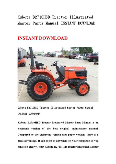 Kubota tractor model b2710hsd parts manual catalog download. - Download cub cadet domestic 7000 series compact tractor engine service repair workshop manual instant download.