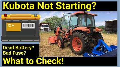 Kubota tractor not starting. To start a Kubota tractor, ensure the parking brake is engaged, turn on the fuel valve, turn the key to the “on” position, and then turn the key to the “start” position. Allow the engine to warm up for a few minutes before using the tractor. Consult the tractor’s manual for specific instructions. One of the most important things to ... 
