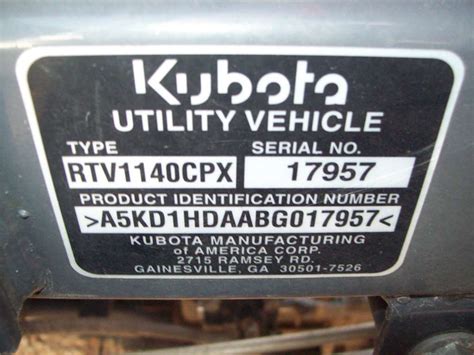 Kubota vin lookup. Serial Number Examples: 5 digits: 11166 17 digits: JKUU0354T01H10023 VIN Number Location: On right (curb) side front edge of the cab under the window glass. Depending on size and model of machine it may move to a 