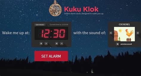 On Kukuklok.com you can find different models of online free alarm clocks and customize the sound of your wake up alarm. Feel free to stop by this site if you are looking for free online alarm clocks. KukuKlok.com In Their Own Words “Once loaded, the online alarm clock will work even if Internet connection goes down.” ...