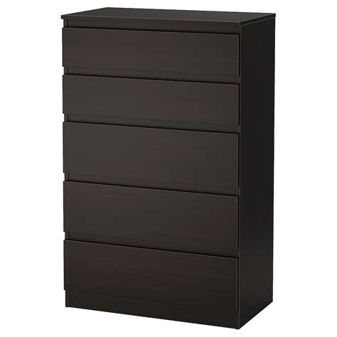 MALM 6-drawer dresser, black-brown, 63x303/4