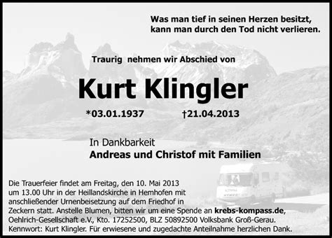 Kurt klingler obituary. Kurt Hans-Joachim Klinger left this world surrounded by his family on December 4, 2021 at the age of 86 after a long battle with dementia. He was born in Berlin, Germany and grew up quickly during WW2, helping to raise his two younger sisters, Uschi and Ruth. On New Year’s Eve in 1955, Kurt met the love of his life, Hanne-lore. It was love at first sight and they danced their way to midnight ... 