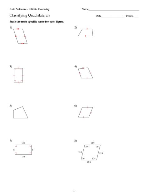 Kuta Software Infinite Geometry Classifying Quadrilaterals Answers