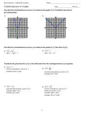 Kuta software infinite precalculus transformations of graphs. Graph each equation. 5) y = x2 − 2x − 3 x y −8 −6 −4 −2 2 4 6 8 −8 ... RrQirg uhgtWsP 2r 1eEssevr yvAePdg.o x TMIaOdReh dwji gt Jhe 2I dnwffi Mnniot ze2 TA6lzgUe0bTroa m O2W.r Worksheet by Kuta Software LLC Kuta Software - Infinite Algebra 2 Name_____ Properties of Parabolas Date_____ Period____ ... 