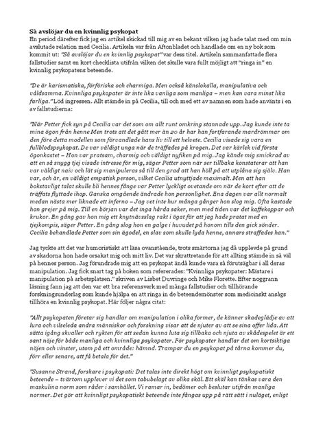 Kvinnlig psykopat checklista