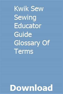 Kwik sew sewing educator guide glossary of terms. - Atlas und grundriss der ophthalmoskopie und ophthalmoskopischen diagnostik.
