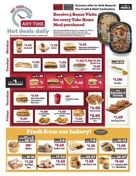 Kwik trip food specials today. Known as Kwik Trip in Minnesota, Michigan, and Wisconsin, and as Kwik Star in Iowa, Illinois, and South Dakota, our convenience store brand has grown to over 800 stores. We serve an assortment of coffee and fountain drinks, both hot and fresh food, plus a wide array of snack items and essentials. Our stores take pride on our friendly service, clean bathrooms, and daily deliveries to our stores ... 