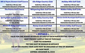 While the pros play Augusta, don't miss out on your chance to play all around the ozarks with our Ozarks Golf Tour Card on sale now! Follow the link to.... 