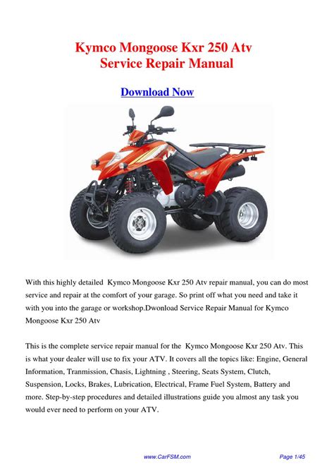 Kymco mongoose kxr 250 workshop service repair manual. - Uniden loud and clear 60 manual.