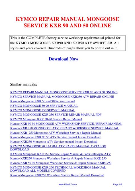 Kymco repair manual mongoose service kxr 90 and 50 online. - Glencoe pre algebra homework practice workbook answers.