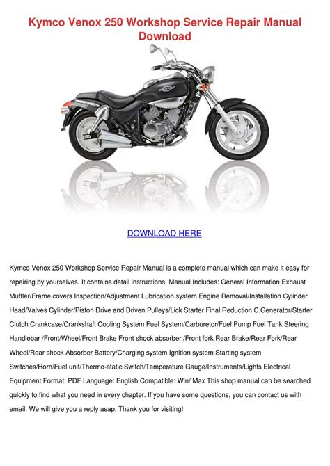 Kymco venox 250 workshop repair manual. - Advanced training manual and study guide iahss.