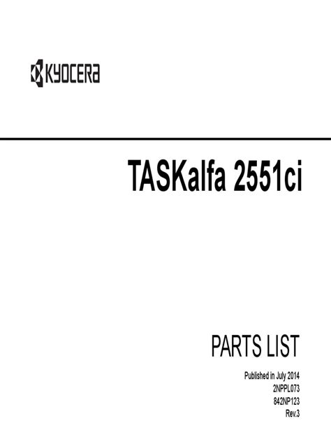 Kyocera Taskalfa 2551 Parts Catalog