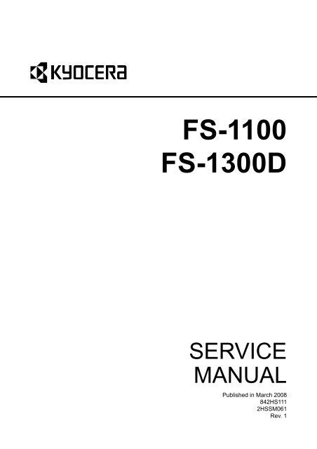 Kyocera fs 1100 fs 1300d laser printer service repair manual parts list. - Manual du taller peugeot boxer 1 9.