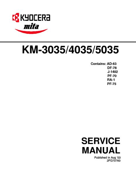 Kyocera mita km 3035 km 4035 km 5035 service repair manual. - Service parts manual miller big 40 diesel.