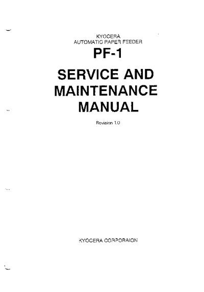 Kyocera paper feeder pf 1 service repair manual. - Canon pixma ip6700d printer service and repair manual.