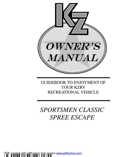 Kz sportsmen sportster new viasion owners manual. - Tablero de anuncios electronico del servicio de aduana (ceeb).
