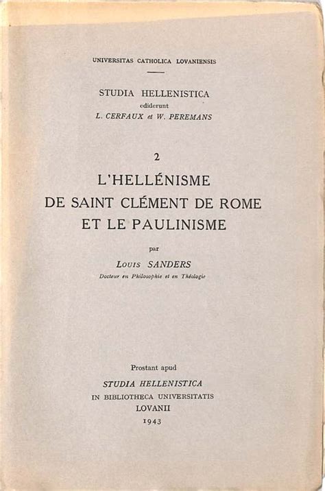 L' hellénisme de saint clément de rome et le paulinisme. - Audi a4 b5 1995 2000 werkstatthandbuch.