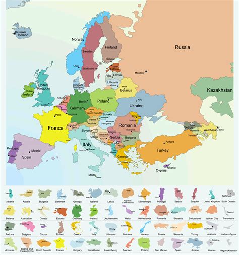 Europe Map. Europe is the planet's 6th largest continent AND includes 47 countries and assorted dependencies, islands and territories. Europe's recognized surface area covers about 9,938,000 sq km (3,837,083 sq mi) or 2% of the Earth's surface, and about 6.8% of its land area. In exacting geographic definitions, Europe is really not a continent ...